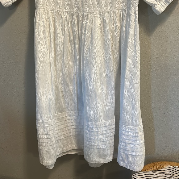 Seraphina London The Midi Pleat Dress White Cotton‎ Seersucker - Picture 3 of 7